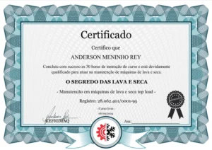 certificado lava e seca Refrimaq